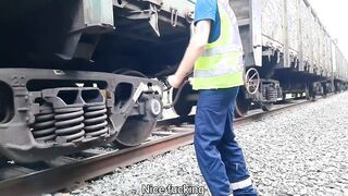 Railway employee TimonRDD found a used rubber and added his nut-juice there