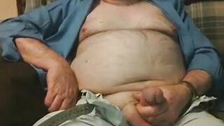 Hairy Grandpa Bear Strokes His Big Cock