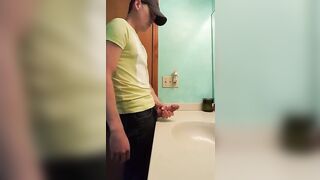 Big-Cock Latin Hunk Jerks Off in Bathroom