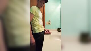 Big-Cock Latin Hunk Jerks Off in Bathroom