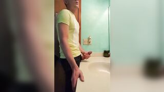 Big-Cock Latin Hunk Jerks Off in Bathroom