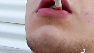 Tattooed twinks blowing clouds of smoke to his dick