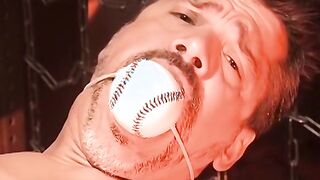 Poor twink man begs for mercy as he is restricted with a ball on his mouth