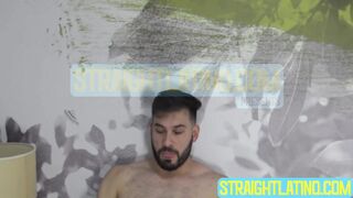 Blonde gay Dimitry rides hairy Latin Diegos cock until he explodes cum