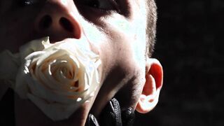 Dominant Bound Fly Boy strokes the white rose into the smooth skin and dick of restra