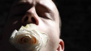 Dominant Bound Fly Boy strokes the white rose into the smooth skin and dick of restra