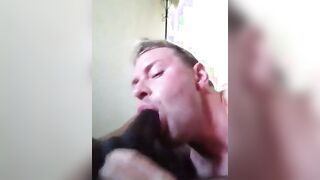 Amateur White Guy Sucks a Big Black Cock5555