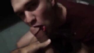 Ass-mouth on garage with blonde guy 12