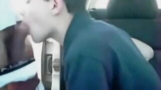 Sucking a cock seated in his car