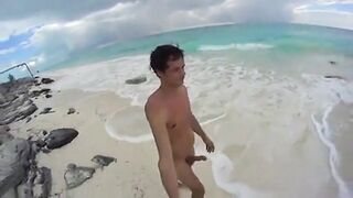 Big-Cock Men Jerk Off at a Cuba Beach6666