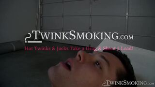 Cute Chase Young works his horny cock while puffing his red cig