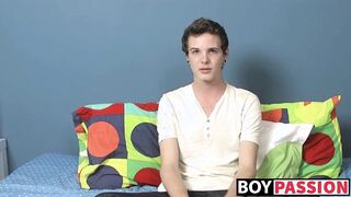 Interviewed twink Timo Garrett wanking off before cumshot