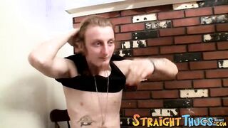 Long hair dude Billy Jerks his hard cock in front of camera