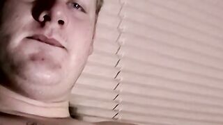 Chubby guy jerks off and makes his dick hard