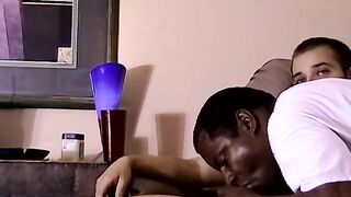 Amateur wanks off and gets sucked by fat black mature