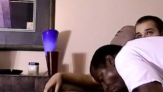 Amateur wanks off and gets sucked by fat black mature