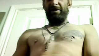 Fat amateur guy blows hairy cock and receives a big load