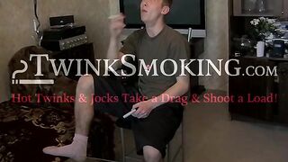 Softcore uncut cock jerking and smoking in the living room by horny Maxim