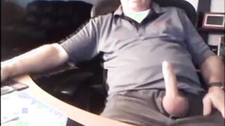 Daddy shows off his big cock on webcam