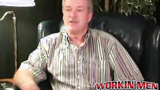 Older hairy man does solo interview and masturbates on cam