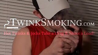 Horny straight stud Maxxx Pound released his load after a softcore jerking and smokin