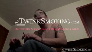 Heavy smoker Drac jerked his throbbing cock and burned a pack of cig