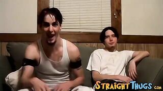 Horny straight thugs Axel and Billy love beating their meat