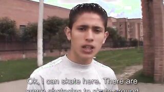 Cute latin skater twink Juan Carlos enjoys wanking his dick