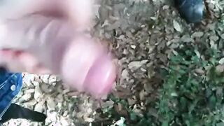 Bearded Man Masturbating Outdoors