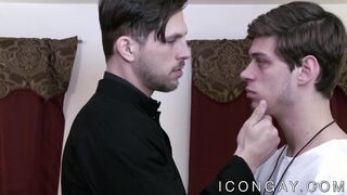 Attractive gay studs waste no time ass fucking wildly