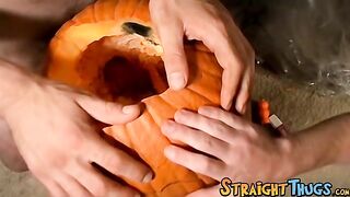 Straight thug has some fun with the pumpkin he is banging