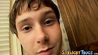 Straight thug talks to the camera while masturbating solo