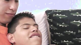 Three young Latino twinks barebacking hardcore and cumming