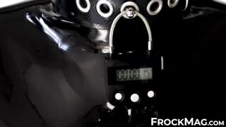 Passionate cock stroking session by fetish Rubber Covered