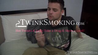 Horny Dustin Fitch rubbed and fingered his tight butthole while blowing smoke