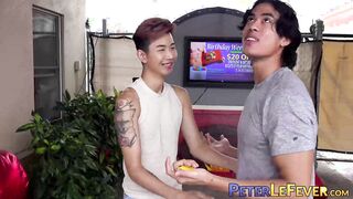 Asian twink Nolan Knox bends over to have his tight asshole plowed deep by Jay Wu