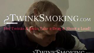 Bad stud Tomy chainsmoke his red cig while jerking on the couch