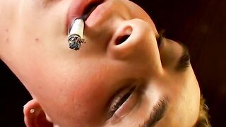 This hot smooth country jock chainsmokes while stroking and using a buttplug