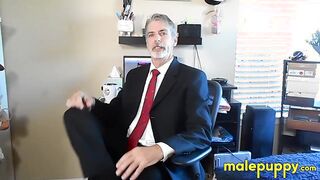 Richard Lennox asks you to lick his feet before unzipping your pants for a foot job