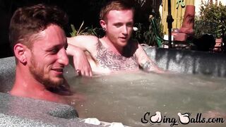 Big dicked Corey Gunz and Dom Ty jack off their dicks while in jacuzzi