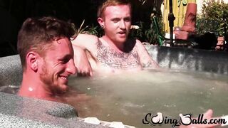 Big dicked Corey Gunz and Dom Ty jack off their dicks while in jacuzzi