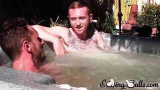 Big dicked Corey Gunz and Dom Ty jack off their dicks while in jacuzzi