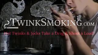 Smoke buddies Ian Madrox and Evan Heinze jerked their gigantic cock while smoking