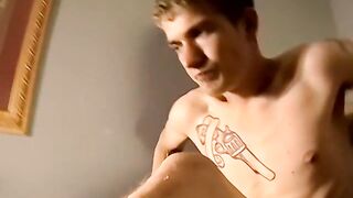 Solo action and monster cock on weak and skinny pale twink