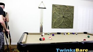 Twinks end up barebacking after playing pool turns them on