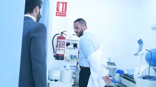 Bearded businessman Dani Robles fucked raw by kinky doctor