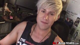 Boy toy cute blonde emo hardcore jerked off by interviewer