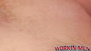 Fat mature man solo jerks off his small cock and cums