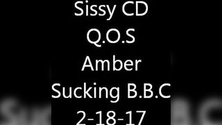 Sissy CD Amber Sucks BBC and Balls - Interracial Amateur Blowjob