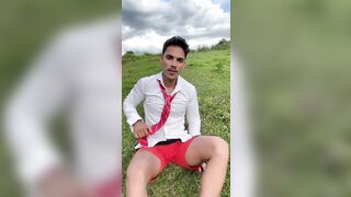 Hot country boy jerking in the field